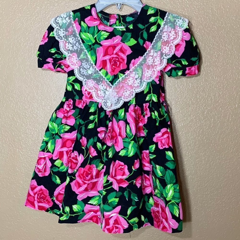 Vintage swat kids girls flower print dress‎